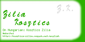 zilia kosztics business card
